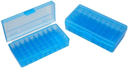 Picture of Mtm Case-Gard P503824 Case-Gard P-50 Multi-Caliber Handgun Clear Blue Polypropylene 50Rd 