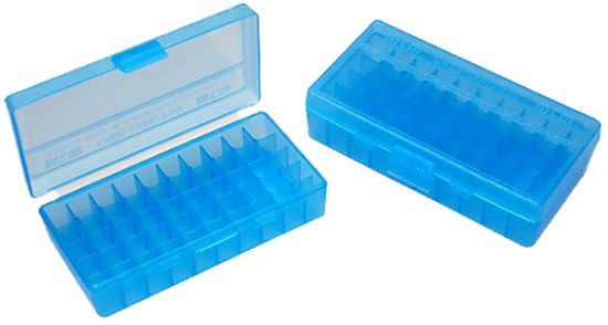 Picture of Mtm Case-Gard P504524 Case-Gard P-50 Multi-Caliber Handgun Clear Blue Polypropylene 50Rd 