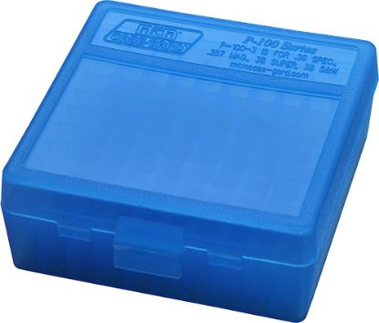 Picture of Mtm Case-Gard P100324 Case-Gard P-100 357 Mag Handgun Clear Blue Polypropylene 100Rd 