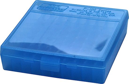 Picture of Mtm Case-Gard P100924 Case-Gard P-100 9Mm Luger Handgun Clear Blue Polypropylene 100Rd 