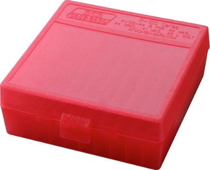 Picture of Mtm Case-Gard P1004429 Case-Gard P-100 Multi-Caliber Handgun Clear Red Polypropylene 100Rd 