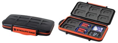Picture of Stealth Cam Stcmcsc Memory Card Storage Case Black/Red Black/Orange Polycarbonate Includes 12 Full Sized Sd Cards 