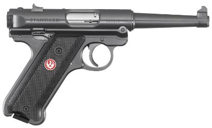 Picture of Ruger 40104 Mark Iv 22 Lr 10+1 4.75" Satin Stainless Tapered Barrel, Blued Steel Slide & Aluminum Frame, Checkered Synthetic Grip 