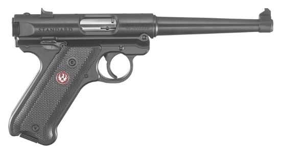 Picture of Ruger 40105 Mark Iv 22 Lr 10+1 6" Satin Stainless Tapered Barrel, Blued Steel Slide & Aluminum Frame Checkered Synthetic Grip 