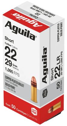 Picture of Aguila 1B220110 Super Extra Rimfire 22Short 29Gr Copper Plated Solid Point 50 Per Box/20 Case 