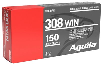 Picture of Aguila 1E308110 Target & Range Rifle 308Win 150Gr Full Metal Jacket Boat Tail 20 Per Box/25 Case 