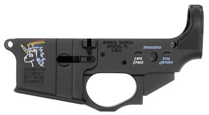 Picture of Spikes Stls030cfa Snowflake Stripped Lower Receiver Multi-Caliber 7075-T6 Aluminum Black Anodized With Color Fill For Ar-15 