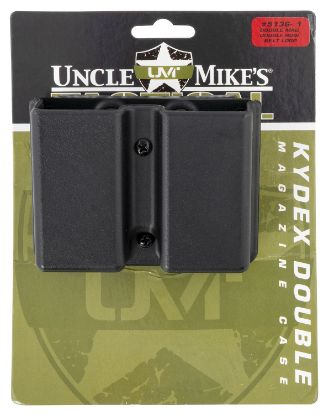 Picture of Uncle Mike's 51361 Kydex Double Mag Case Black Kydex Belt Clip 9Mm Luger 40 S&W Belts 1.75" Wide 