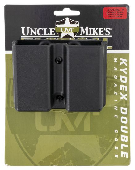 Picture of Uncle Mike's 51361 Kydex Double Mag Case Black Kydex Belt Clip 9Mm Luger 40 S&W Belts 1.75" Wide 