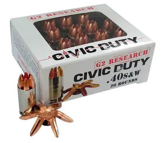 Picture of G2 Research G00620 Civic Duty 40 S&W 122 Gr Copper Expansion Projectile 20 Per Box/ 25 Case 