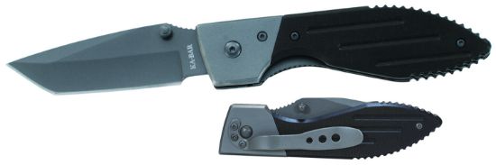 Picture of Ka-Bar 3074 Warthog 3" Folding Tanto Plain Black Stonewashed 420Hc Ss Blade. Black G10 Handle. Includes Pocket Clip 