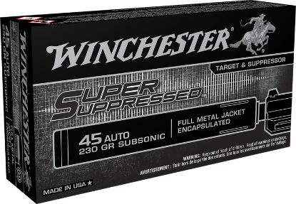 Picture of Winchester Ammo Sup45 Super Suppressed 45 Acp Subsonic 230 Gr Encapsulated Full Metal Jacket 50 Per Box/ 10 Case 