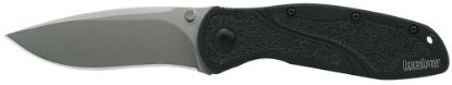 Picture of Kershaw 1670S30v Blur 3.40" Folding Drop Point W/Recurve Plain Stonewashed Powder Coated Cpm S30v Ss Blade Black Anodized Aluminum Handle Includes Pocket Clip 