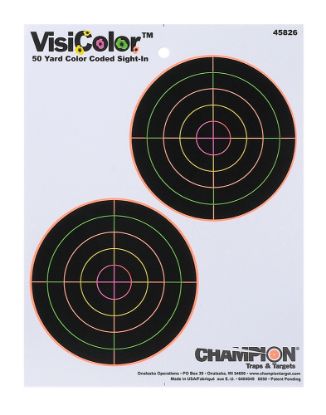 Picture of Champion Targets 45826 Visicolor 5" Double Bullseye Paper Self-Adhesive 8.50" X 11" Multi-Color 10 Pack 