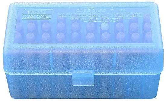 Picture of Mtm Case-Gard Rmld-50-24 Case-Gard R-50 Multi-Caliber/28 Gauge Rifle/Shotgun Clear Blue Polypropylene 50Rd 