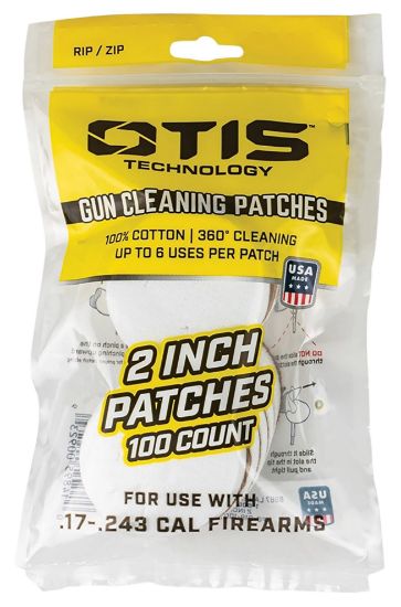 Picture of Otis Fg918100 Small Caliber Cleaning Patches 17-22 Cal Rimfire Pistol/Rifle Cotton Pkg Of 100 