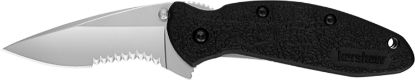 Picture of Kershaw 1620St Scallion 2.40" Folding Drop Point Part Serrated Bead Blasted 420Hc Ss Blade Black Glass-Filled Nylon Handle Includes Pocket Clip 