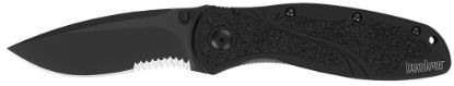 Picture of Kershaw 1670Blkst Blur 3.40" Folding Drop Point W/Recurve Part Serrated Black Dlc 14C28n Steel Blade Black Anodized Aluminum Handle Includes Pocket Clip 