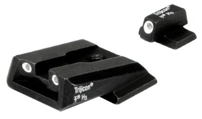 Picture of Trijicon 600442 Bright & Tough Night Sights- Smith & Wesson M&P Black | Green Tritium White Outline Front Sight Green Tritium White Outline Rear Sight 