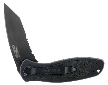 Picture of Kershaw 1670Tblkst Blur 3.40" Folding Tanto Part Serrated Black Dlc 14C28n Steel Blade Black Anodized Aluminum Handle Includes Pocket Clip 