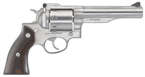 Picture of Ruger 5060 Redhawk 357 Mag 5.50" Barrel 8Rd Triple-Locking Cylinder, Satin Stainless Steel, Hardwood Grip, Transfer Bar Safety 