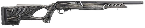 Picture of Ruger 21186 10/22 Target 22 Lr 10+1 16.13" Threaded Satin Blued Alloy Steel Barrel With Aluminum Alloy Sleeve, Black Laminate Thumbhole Stock, Cross-Bolt Manual Safety 