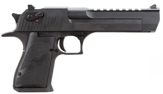 Picture of Magnum Research De44 Desert Eagle Mark Xix 44 Rem Mag Caliber With 6" Picatinny Rail Barrel, 8+1 Capacity, Overall Black Finish Carbon Steel, Beavertail Frame, Serrated Slide & Rubber Grip 