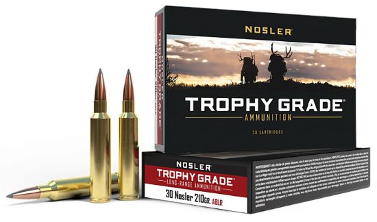 Picture of Nosler 60118 Trophy Grade Long-Range 30 Nosler 210 Gr Nosler Spitzer Accubond Long Range 20 Per Box/ 10 Case 