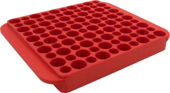 Picture of Hornady 480042 Magnum Reloading Block Red Multi Caliber Plastic 50Rd 