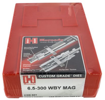 Picture of Hornady 546283 Custom Grade Series Iv 2 Die Set For 6.5 300 Wthby Mag Includes Sizing Seater 