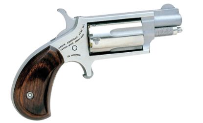 Picture of North American Arms 22Msc Mini-Revolver 22 Lr Or 22 Wmr 5 Rd 1.13" Barrel, Overall Stainless Steel Finish, Rosewood Birdshead Grip Includes Cylinder 