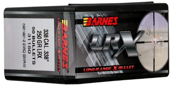Picture of Barnes Bullets 31150 Lrx Long Range 338 Cal .338 250 Gr Lrx Boat Tail 50 Per Box 