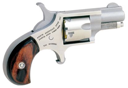 Picture of North American Arms 22S Mini-Revolver 22 Short 5Rd 1.13" Barrel, Overall Stainless Steel Finish, Rosewood Birdshead Grip 