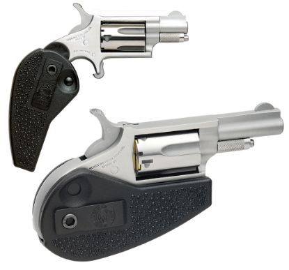 Picture of North American Arms 22Mhg Mini-Revolver 22 Wmr 5 Rd 1.63" Barrel, Overall Stainless Steel Finish, Black Synthetic Holster Grip 