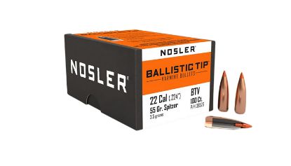 Picture of Nosler 39526 Ballistic Tip 22 Cal .224 55 Gr Spitzer Point/ 100 Per Box 