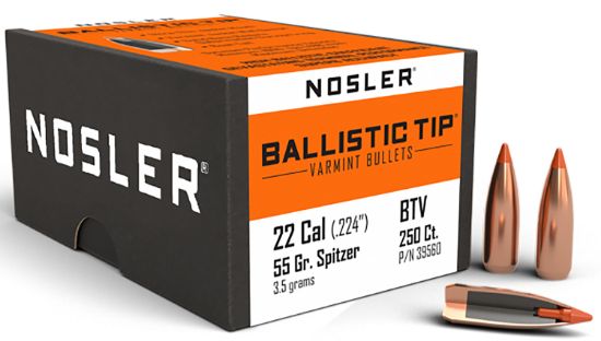 Picture of Nosler 39560 Ballistic Tip 22 Cal .224 55 Gr Spitzer Point/ 250 Per Box 