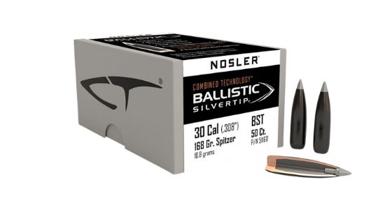 Picture of Nosler 51160 Ballistic Silvertip 30 Cal .308 168 Gr Spitzer Point/ 50 Per Box 