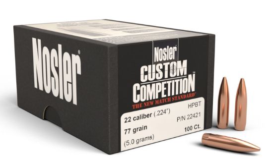 Picture of Nosler 22421 Custom Competition 22 Cal .224 77 Gr Hollow Point Boat Tail/ 100 Per Box 