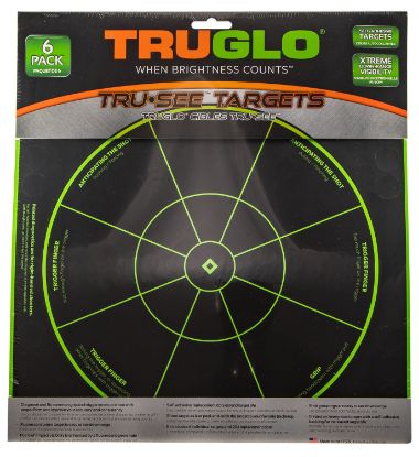 Picture of Truglo Tg15a6 Tru-See Handgun Diagnostic Self-Adhesive Paper Universal Black/Green Bullseye Includes Pasters 6 Pack 