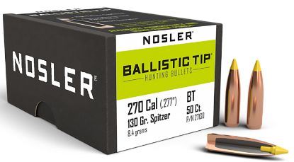 Picture of Nosler 27130 Ballistic Tip 270 Caliber .277 130 Gr Spitzer/ 50 Per Box 