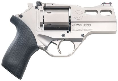 Picture of Chiappa Firearms Cf340290 Rhino 30Sar *Ca Compliant Small Frame 357 Mag 6 Shot, 3" Nickel-Plated Steel Vent Rib Barrel & Cylinder, Nickel-Plated Aluminum Frame, Black Rubber Grip, Concealed Hammer 