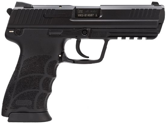 Picture of Hk 81000026 Hk45 V1 *Ma Compliant Full Size Frame 45 Acp 10+1 4.46" Black Polygonal Rifled Barrel, Serrated Steel Slide, Polymer Frame W/Picatinny Rail & Polymer Grip, Ambidextrous 