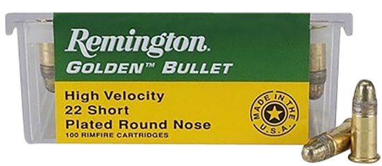 Picture of Remington Ammunition 21001 Golden Bullet 22 Short 29 Gr Plated Lead Round Nose 100 Per Box/ 50 Cs 