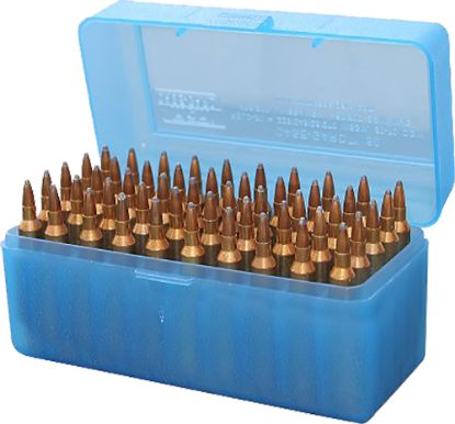 Picture of Mtm Case-Gard Rlld-50-24 Case-Gard R-50 Multi-Caliber Rifle Clear Blue Polypropylene 50Rd 