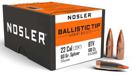 Picture of Nosler 34992 Ballistic Tip 22 Cal .224 60 Gr Spitzer/ 100 Per Box 