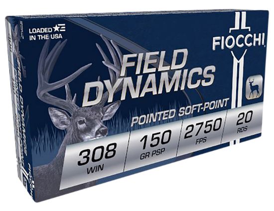 Picture of Fiocchi 308B Field Dynamics 308 Win 150 Gr Pointed Soft Point 20 Per Box/ 10 Case 