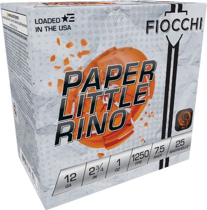 Picture of Fiocchi 12Fptx75 Paper Little Rino Extrema 12 Gauge 2.75" 1 Oz 7.5 Shot 25 Per Box/ 10 Case 