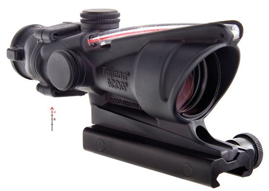 Picture of Trijicon 100215 Acog Black Hardcoat Anodized 4X32mm Illuminated Red Chevron .223/5.56 Bdc Reticle 