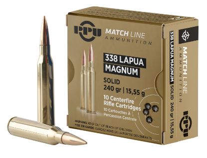 Picture of Ppu Ppm338 Match 338 Lapua Mag 240 Gr Copper Solid 10 Per Box/ 20 Case 