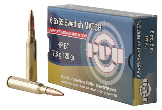 Picture of Ppu Ppm6 Match 6.5X55 Swedish 120 Gr Hollow Point Boat Tail 20 Per Box/ 10 Case 